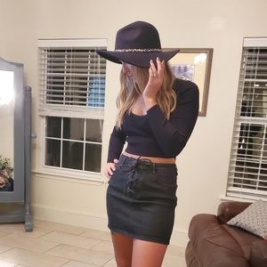Black denim skirt